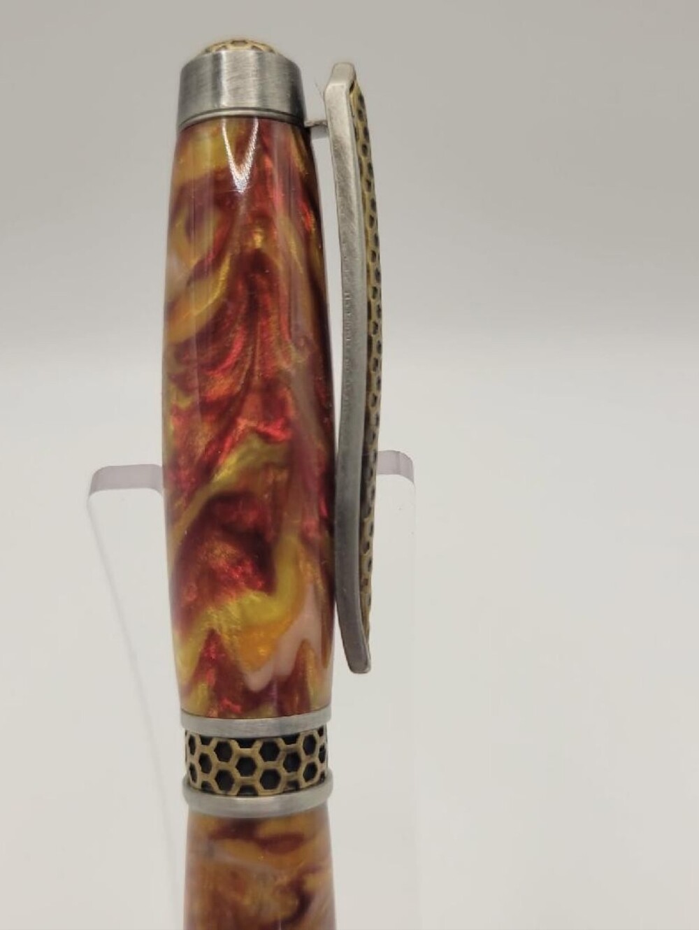 Honeycomb Twist Pen Dressed In A Dragons Breath Acrylic Blank - Picture 4 of 5